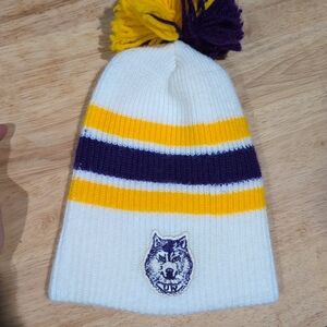 Cozy Kids Beanie with Pom Pom - White, Yellow, Purple